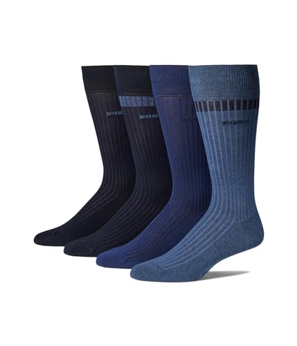 BOSS Four Pack Ribbed Color Block Sock Gift Set