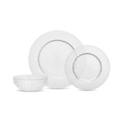 Fortessa Archie Glass 12 Piece Dinnerware Set, Service for 4, Clear