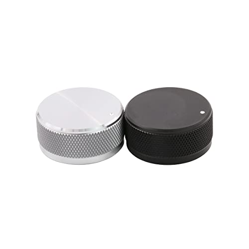 ROZILO 2Pcs Aluminum Potentiometer Control Knob Volume Audio for 6mm Diameter Shaft 35mm Dia. x 16mm Height Black