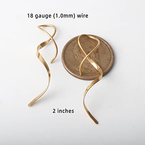 14K Gold Spiral Threader Earrings Handmade Sterling Silver Curve Dangling Drop Pull Through Earrings