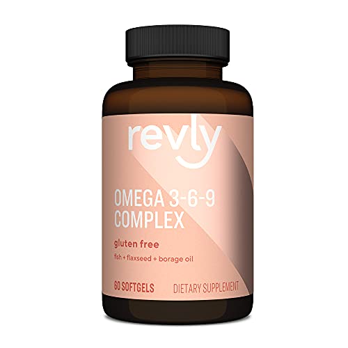 Amazon Brand - Revly Omega 3-6-9 Complex of Fish, Flaxseed and Borage Oil - EPA & DHA Omega-3 fatty acids - 60 Softgels, 2 Month Supply