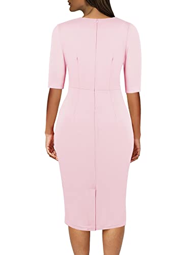 CISMARK Women's Vintage Short Sleeve Polka Dot Falbala Fold Slim Fit Pencil Dress (X-Large, RO07O)