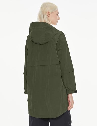 Orolay Women's Lightweight Rain Jacket Casual Hooded Outdoor Windbreaker Water-Resistant Active Outwear with Pockets Armygreen Small