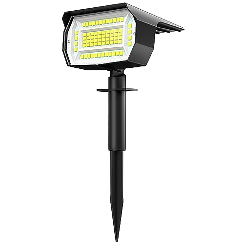 LOTMOS Solar Spot Lights Outdoor - [1 Pack/72 LED/3 Modes] 2-in-1 Solar Landscape Spotlights, Auto On/Off IP67 Waterproof Solar Powered Wall Lights for Front Door, Backyard, Garage, Deck(Cool White)