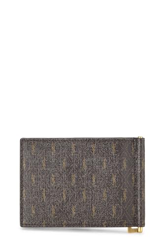 Yves Saint Laurent, Pre-Loved Brown Coated Canvas Le Monogramme Bill Clip Wallet, Brown