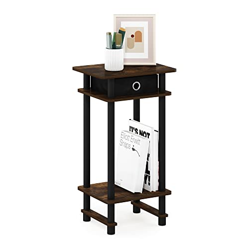 Furinno Turn-N-Tube Tall End Table, Columbia Walnut/Black/Dark Brown