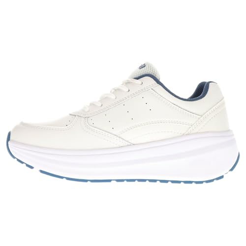 Propét Women's Ultima Leather Orthotic Athletic Shoes White/Denim 7.5 Wide US