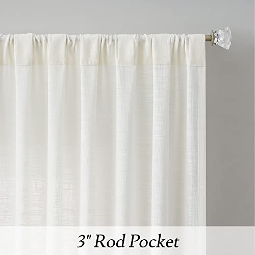 Vision Home Ombre Window Cutains Panels Linen Texture Gradient Light Filtering Semi Sheer Curtains 63 inch Length for Living Room Bedroom Rod Pocket,Cream White to Aqua,50" Wx63 L Each,2 Panels