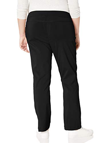 SLIM-SATION womens Plus Size Wide Band Tall Pull-on Straight Leg With Tummy Control pants, Black, 14 US