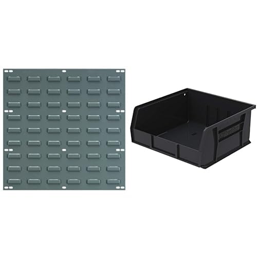 Akro-Mils 30235 AkroBins Plastic Storage Bins, Space-Saving Stackable Bins for Garage, Pantry, Craft Organization, 11-" x 11-" x 5-", Black, 6-Pack