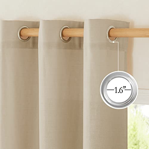 NICETOWN Thick Stone Blue Linen Curtains for Kids Room, Grommet Semi Sheer Linen Blend Curtains & Drapes Privacy Added with Light Filtering for Bedroom/Living Room, W55 x L120, 2 Panels