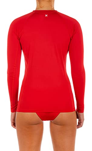 Hurley womens Long Sleeve Zip Rashguard Rash Guard Shirt, Red Pepper, X-Small US