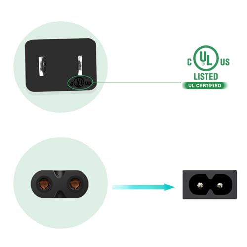 Power Cord for JBL PartyBox 100 110 200 300 310 710 1000 On-The-Go Speaker, ONN Party Speaker, JBL Soundbar 2 Prong Power Cable Replacement