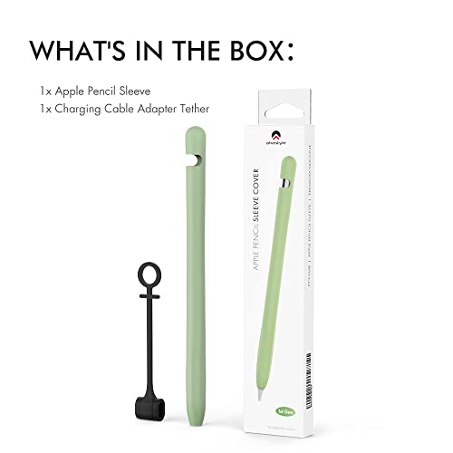 AhaStyle Anti-Slip Case Sleeve Silicone Protective Skin [ Added Cable Adapter Tether Kit] Compatible with iPad Pencil 1st Generation