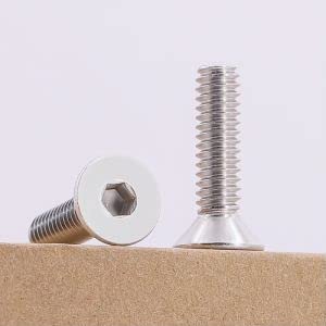 M8-1.25 x 60mm (12 pcs) Flat Socket Cap Screws, 304 Stainless Steel 18/8, Full Thread, Countersunk Head, Connections Bolts, DIN7991