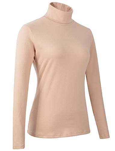 HieasyFit Women's Soft Cotton Turtleneck Top Basic Long Sleeve Pullover Violet L