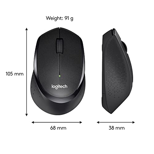 Logitech M330 SILENT Wireless Mouse, 2.4GHz with USB Receiver, Optical Tracking, Quiet & Lightweight, Long Battery Life, for PC, Mac, Laptop, Chromebook - Black