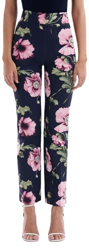 Oscar de la Renta, Poppy Cotton Twill Pant, Navy/Pink, 16