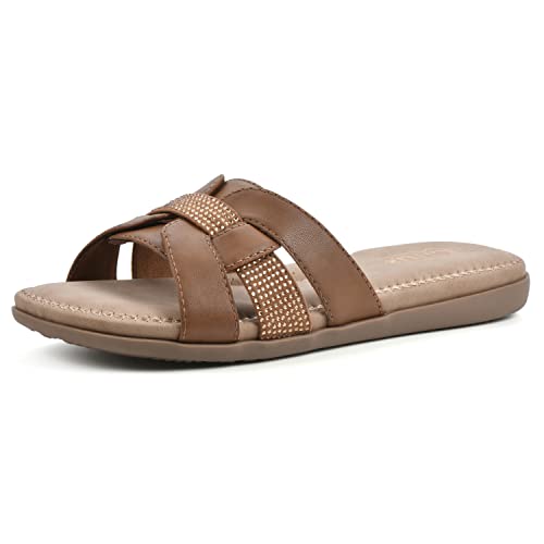 CLIFFS BY WHITE MOUNTAIN Women's Fredie Sandal, White/Multi/Sueded/Smooth, 11 M