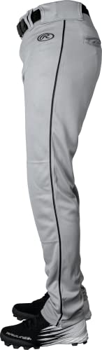 Rawlings | LAUNCH SERIES Full Length Baseball Pants | Youth Small | Grey/Black