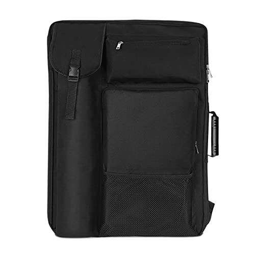 TreochtFUN Art Portfolio Case 18 X 24,Art Portfolio With Backpack & Tote Bag For Artwork,Medium Artist Case Size(Black)