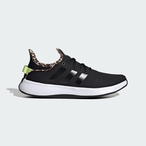 adidas Women's Cloudfoam Pure Sneaker, Black/White/Grey, 10