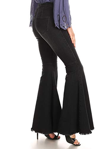 Anna-Kaci Women's Fashion High Waist Long Denim Bell Bottom Jeans Flared Pants, Peach, Medium