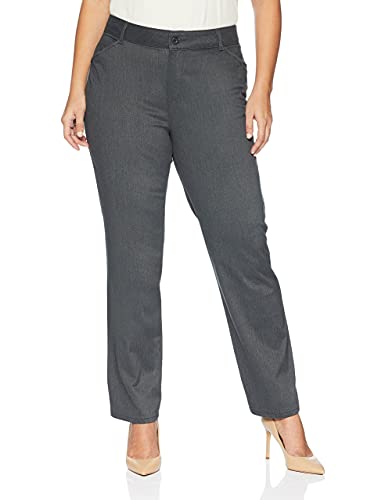 Lee Women's Plus Size Relaxed Fit All Day Straight Leg Pant, Charcoal Heather, 14W Petite