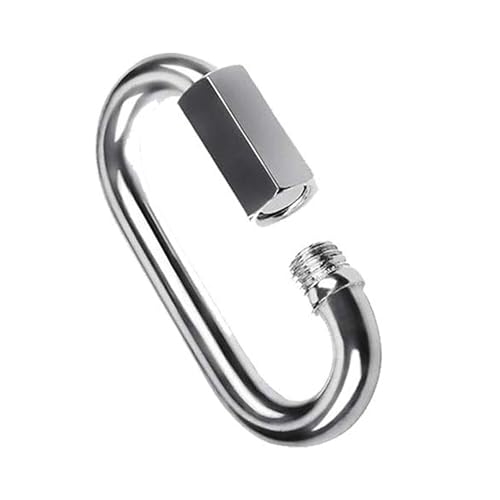 XYSRZ Quick Link(M4), 304 Stainless Steel D Shape Locking Carabiner Heavy Duty Repair Link Pets Keychain for Outdoor Traveling Equipment, 10Pack