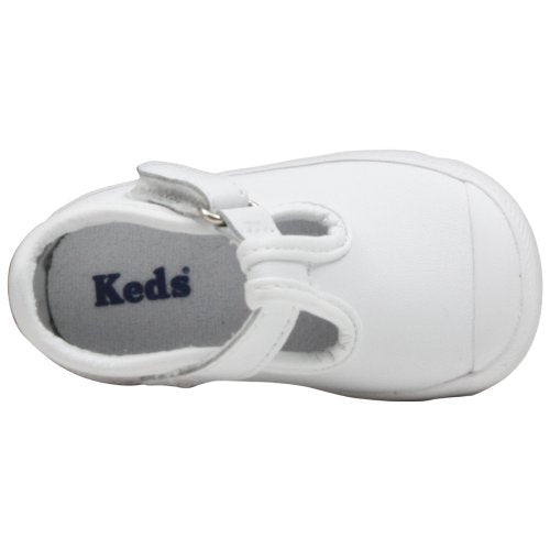 Keds baby girls Champion Lace Toe Cap T-strap Sneaker, White, 3 Little Kid US