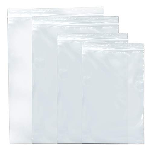 SNL Quality Zipper Lock Reclosable Clear Disposable Plastic Bags, Strong | Assorted Large Bag Sizes - 6" X9", 8" X 10", 9" X 12", 10" X 13" - 2 MIL - 400 Bags