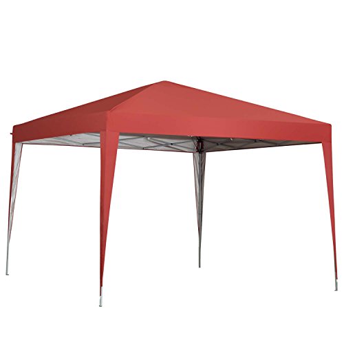 10 x 10 ft Pop-Up Canopy Tent Gazebo for Beach Tailgating Party Red