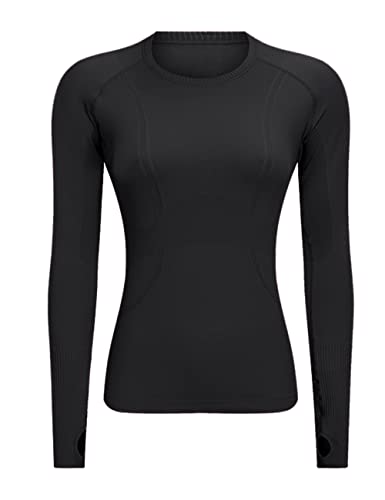 LUYAA Seamless Workout Shirts for Women Long Sleeves Quick Dry Gym Athletic Tops Yellow