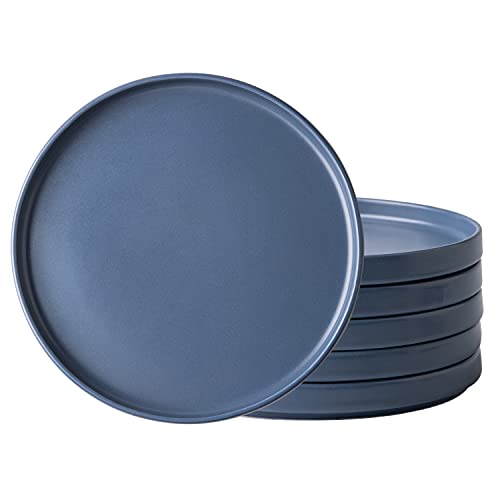 AmorArc Ceramic Plates Set of 6, Matte Glaze 8.0 Inch Dishes Set for Kitchen, Dessert,Salad,Appetizer, Small Dinner Plates, Microwave & Dishwasher Safe, Scratch Resistant, Matte Blue