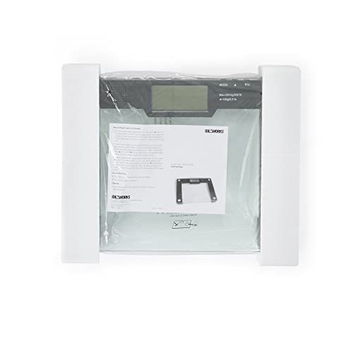 Ideaworks JB5824 Extra Wide Talking Scale-Visual & Voice Display Scale- 550 Pounds Max-Tamper Glass-Extra Wide Width-Large LCD Display-Tap On & Off Auto Function