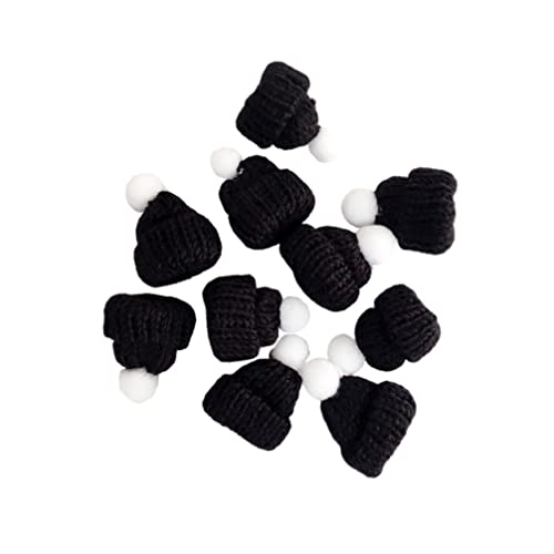 PRETYZOOM Christmas Knitting Hats - Santa Doll Hat, Lollipop Hats, Wine Bottle Hat for DIY Craft Decoration (10pcs, Black)