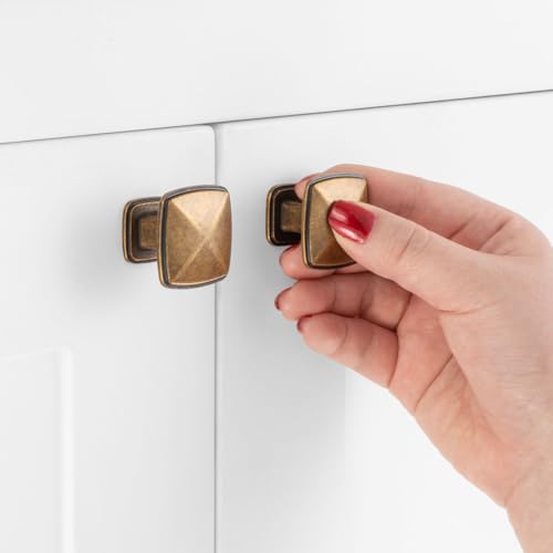ASKANO 10 Pack 1-3/16 Inch, Square Brushed Nickel Cabinet Knobs Satin Nickel Drawer Knobs Silver Cabinet Pulls, ZK2202 Solid Kitchen Hardware for Cabinets Drawers Bedroom Dresser Bathroom Cupboard
