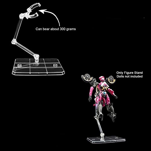 TSY TOOL 2 Pcs of HG144 Action Figure Stand, Display Holder Base, Doll Model Support Stand Compatible with 6" HG RG SD SHF Gundam 1/44 Toy Clear