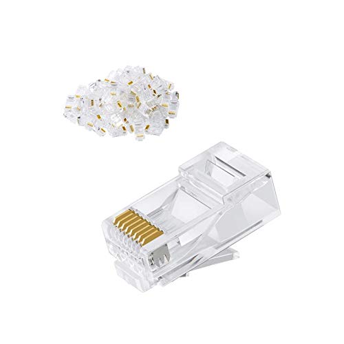 CableCreation Cat6 RJ45 Connectors, 10-Pack Cat6 RJ45 Ends, Ethernet Cable Crimp Connectors UTP Network Plug for Solid Wire and Standard Cable, Transparent