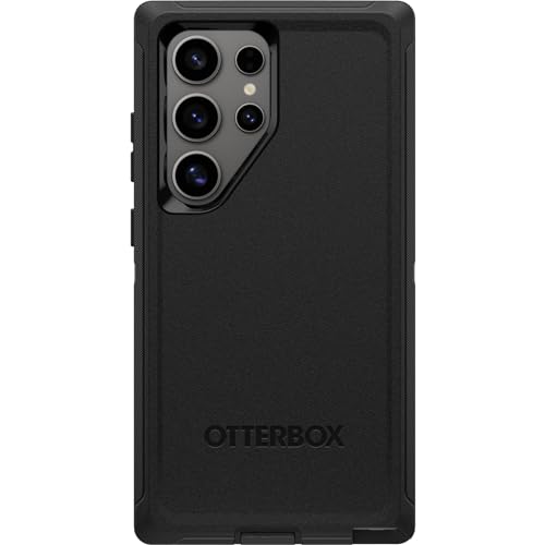 OtterBox Samsung Galaxy S24 Ultra Defender Series Case - BLACK, rugged & durable, with port protection, includes holster clip kickstand