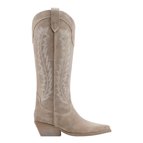 Marc Fisher LTD Women's Roselle Western Boot, Chic Cream 150, 11