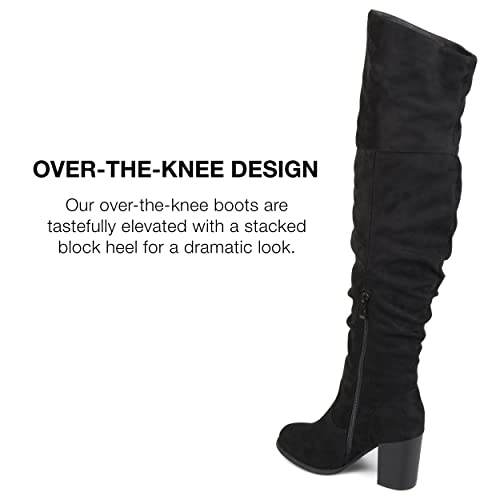 Journee Collection Womens Kaison Wide Calf Stacked Heel Over The Knee Boots - Wide Calf Grey - 9.5