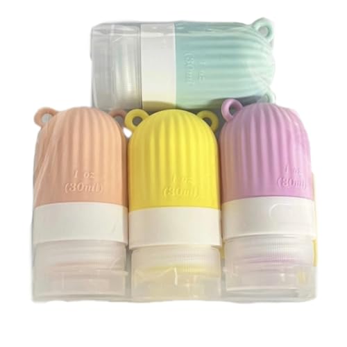 RONRONS Travel Bottles, 1oz Silicone Sauces Salad Condiment Oil BBQ Squeeze Bottles, Mini Leak Proof TSA Approved Dressing Container for Shampoo Toiletries Conditioner (4 Pieces)