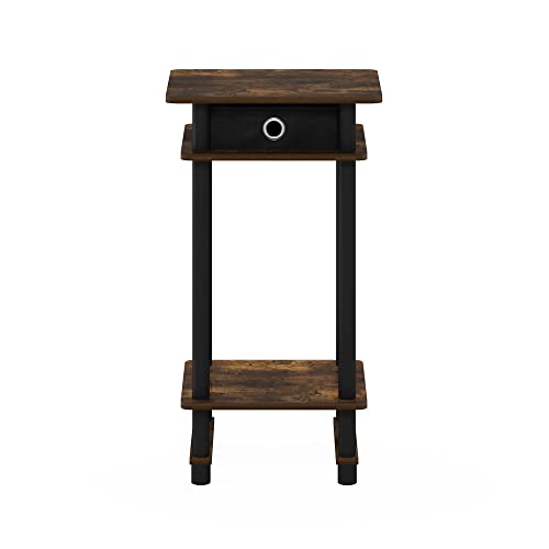 Furinno Turn-N-Tube Tall End Table, Columbia Walnut/Black/Dark Brown