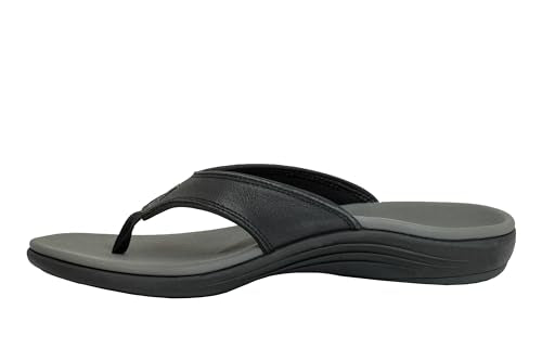 REVITALIGN Men's Yumi Leather Flip-Flop, Charcoal, 12 Wide