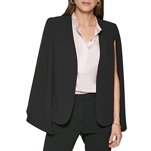 DKNY Women's Standard Open Front Blazer Cape, Black, XS