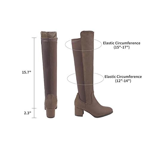 DREAM PAIRS Women's Khaki Knee High Stretchy Fashion Boots Size 10 M US Jennifer-3