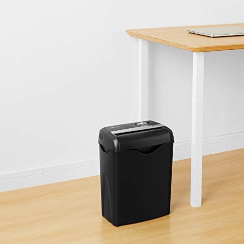 Amazon Basics 6 Sheet Cross Cut Paper and Credit Card Home Office Shredder with 3.8 Gallon Bin, Black