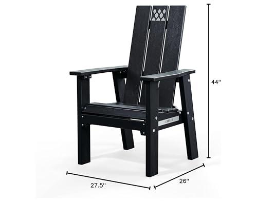 Breeo X Series Adirondack Campfire Chair – Poly Lumber Fire Pit Seat with 304 Stainless Steel Accents, Outdoor Patio & Camping Essentials with Arm Rest - Ergonomic, Sustainable Outdoor Chair - Black