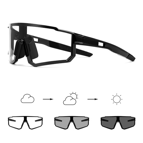 FEISEDY Photochromic Cycling Glasses for Men Women Clear Mountain Bike Sunglasses Sports Baseball B0133